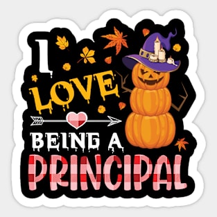 Scary Pumpkins Witch Halloween Day I Love Being A Principal Sticker